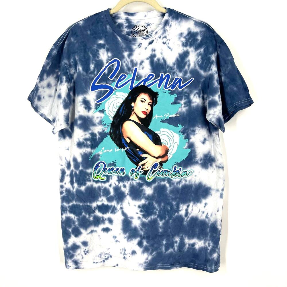 Selena‎ Queen Of Cumbia Portrait Tie Dye T-Shirt Blue Size Large NWOT
